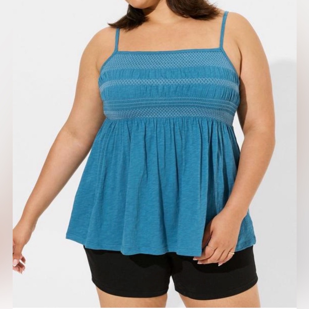 Heritage Slub Square Neck Ruched Babydoll Top